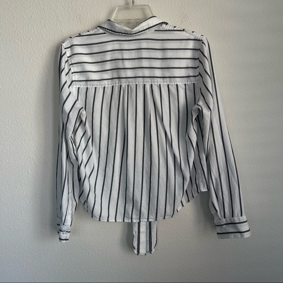 Rails Button Down Striped Tie Front Long Sleeve Shirt - Picture 6 of 7